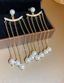 Fashion 47#gold-pearl Tassel Alloy Pearl Tassel Earrings