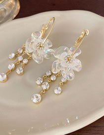 Fashion Earrings - Gold Alloy Diamond Tassel Flower Hoop Earrings