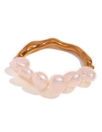 Fashion Gold Stainless Steel Gold-plated Pearl Ring