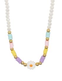 Fashion Color Smoky Crystal Beaded Flower Necklace