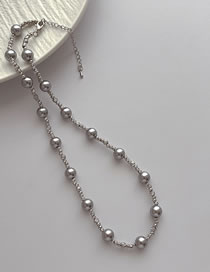 Fashion Gray Pearl Necklace Geometric Pearl Beaded Necklace