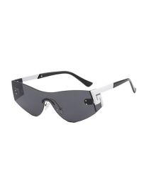Fashion Baked White All Gray Pc Frameless Irregular Sunglasses