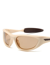 Fashion Rice White Light Tea Pc Oval Wide Leg Sunglasses