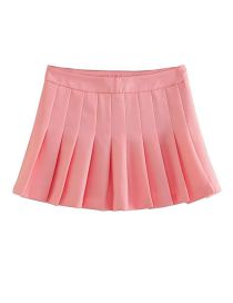 Fashion Pink Polyester High Waist Pleated Culottes