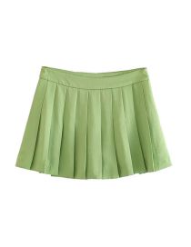 Fashion Green Polyester High Waist Pleated Culottes