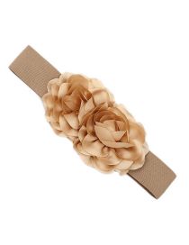 Fashion Camel Three-dimensional Flower Woven Belt