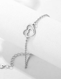 Fashion Silver Titanium Steel Heart Bracelet