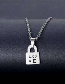 Fashion 35# Stainless Steel Alphabet Lock Necklace