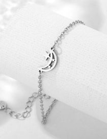 Fashion Silver Stainless Steel Star Moon Bracelet