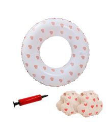 Fashion 60#love Swimming Ring+arm Ring+inflator Combination Pvc Cartoon Children's Swimming Ring Double Airbag Floating Sleeve Set