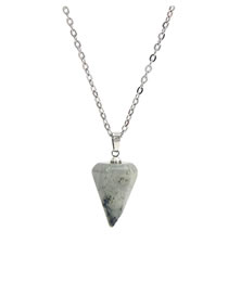 Fashion Gray Moonlight Cone Pendulum Necklace Hexagonal Pyramid Crystal Necklace