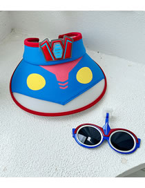 Fashion Ultraman Empty Hat - Royal Blue (glasses) Cotton Polyester Printed Empty Sun Hat + Sunglasses Set