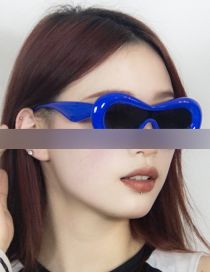 Fashion Blue Plastic One Piece Sunglasses