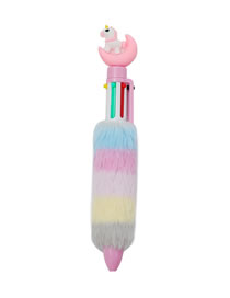 Fashion Pink Moon Unicorn Cartoon Plush Moon Unicorn Six-color Press Ballpoint Pen