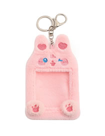 Fashion Wink Bunny Plush Cartoon Animal Card Holder Keychain