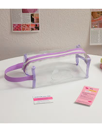 Fashion Purple Pvc Transparent Large Capacity Pencil Case