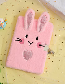 Fashion Pink Cartoon Plush Bunny Notebook With Lock