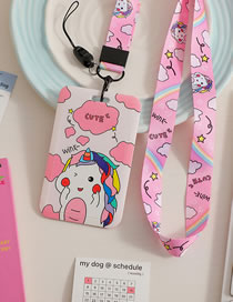 Fashion Pink Unicorn Plastic Printed Cartoon Halter Card Holder