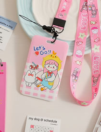 Fashion Pink Girl Plastic Printed Cartoon Halter Card Holder