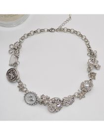 Fashion Silver Alloy Bow Knot Star Love Necklace