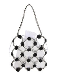Fashion Silver Black Flower Acrylic Flower Cutout Tote Bag