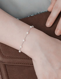 Fashion Silver Pure Copper Pearl Chain Bracelet