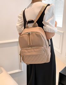 Fashion Khaki Leather Large Capacity Backpack