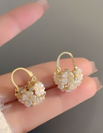 Fashion Gold Alloy Diamond Stud Pearl Basket Stud Earrings