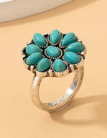 Fashion Green Alloy Geometric Turquoise Ring