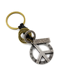 Fashion Black Skin As Pictured Alloy Peace Key Ring