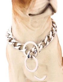 Fashion Silver 12 (8 Dog Neck Recommended) Titanium Steel Geometric Chain Dog Chain