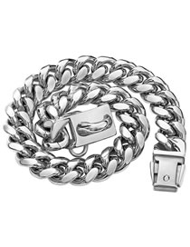 Fashion 14mm Silver 26 Inches/66cm Titanium Steel Geometric Chain Dog Chain