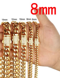 Fashion 8mm30 Inches (76cm) Zirconium Geometric Chain Necklace In Titanium Steel