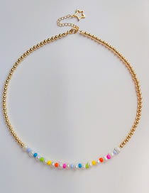 Fashion 1# Beaded Necklace With Gold And Colorful Beads