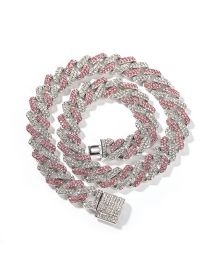 Fashion Silver + Pink (alloy Width 13mm) Bracelet 9inch Alloy Geometric Chain Necklace