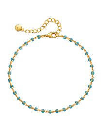 Fashion Blue Copper Plated Gold Bead Oil Drip Bracelet