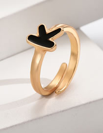 Fashion Golden K Alloy Dripping Oil 26 Letter Open Ring