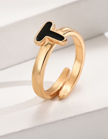 Fashion Golden T Alloy Dripping Oil 26 Letter Open Ring