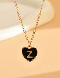 Fashion Black Z Alloy Drip Oil Heart 26 Alphabet Necklace
