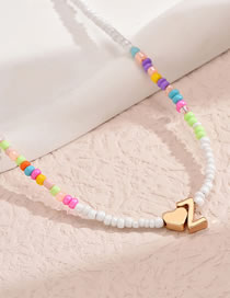 Fashion Z Colorful Beads Beaded Heart 26 Alphabet Necklace
