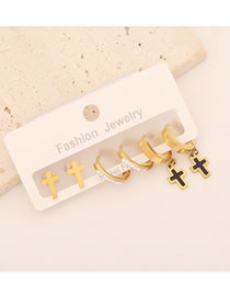 Fashion 9# Cross Geometric Cross Earrings Set In Titanium And Diamonds