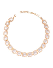 Fashion White Geometric Faceted Circle Necklace