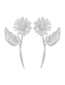 Fashion Silver Earrings Alloy Flower Stud Earrings