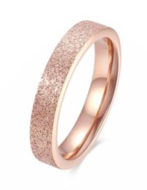 Fashion Rose Gold Titanium Steel Frosted Ring
