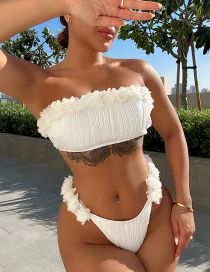 Fashion White Polyester Lace Bandeau Two-piece Swimsuit