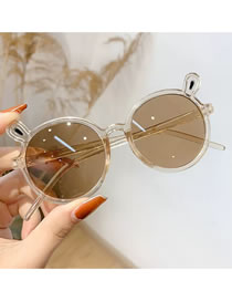 Fashion Brown Pc Bear Round Frame Sunglasses