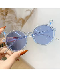 Fashion Sky Blue Pc Bear Round Frame Sunglasses