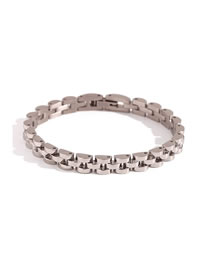 Fashion 6mm Thin Strap Chain Bracelet 18cm-silver Gold-plated Titanium Steel Geometric Chain Earrings