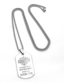 Fashion Silver Titanium Square Alphabet Necklace