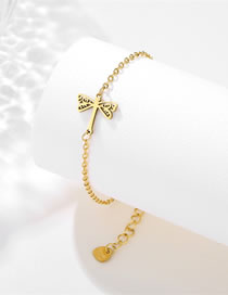 Fashion Gold Stainless Steel Glossy Hollow Dragonfly Bracelet